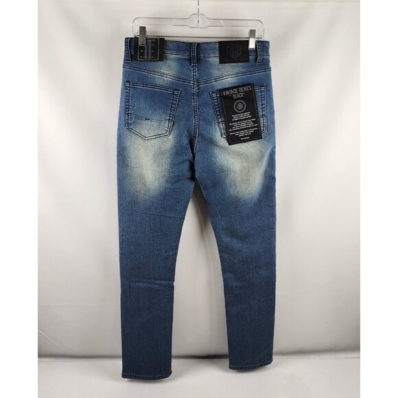 Vintage Genes Black Jeans Mens 30x30 Blue Slim Fit Denim NWT - Picture 8 of 12